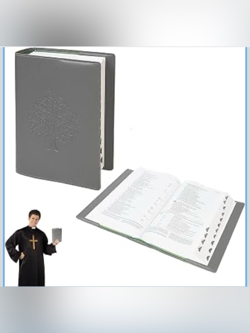 Bible Cover Case for Women and Men, Faux Leather (Gray,Large,7.2"x10.2"x1.5")